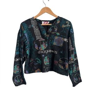 Vintage 90s Bacio Cropped Art Jacket Made in USA Large